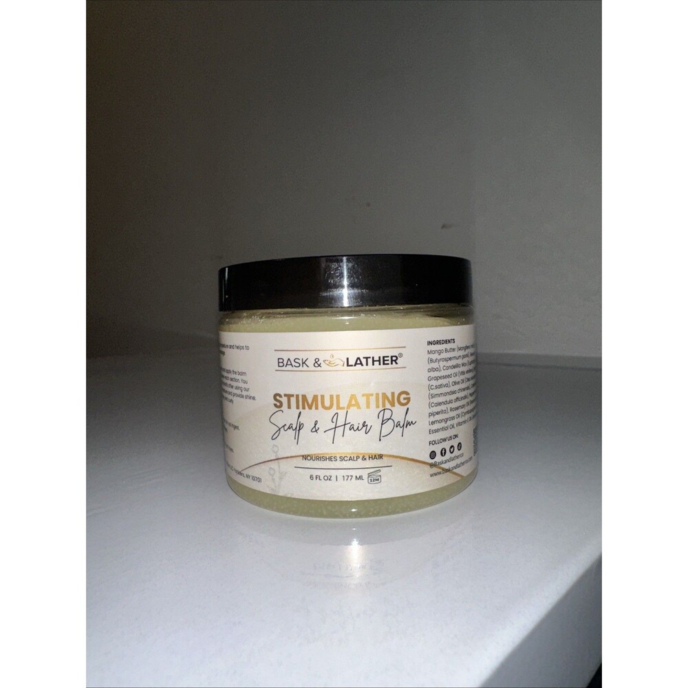 Bask & Lather Stimulating Scalp and Hair Balm for Hair Growth, Mango & Shea B...